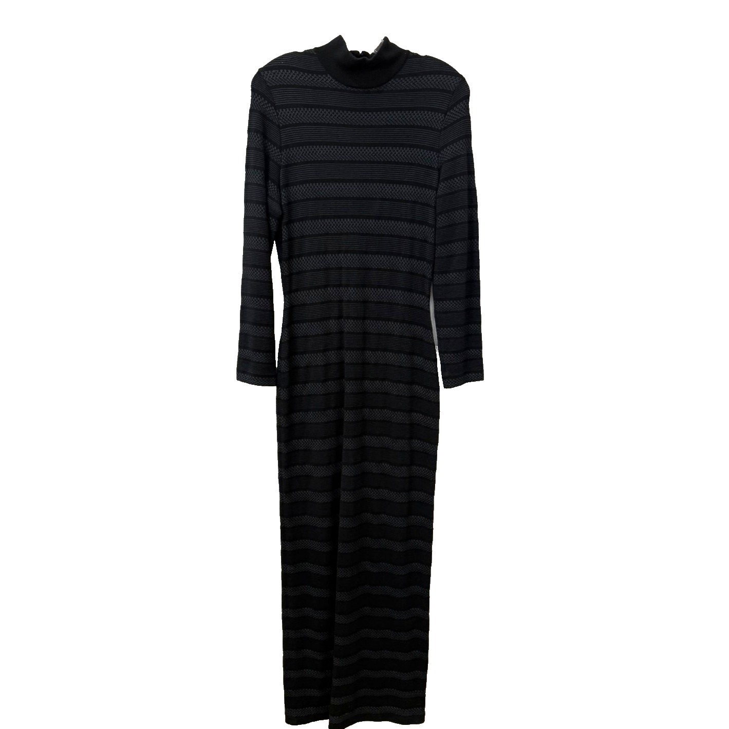 Vintage Griffith & Gray For St. John Black Grey Mock Neck Knit Maxi Dress Size 4